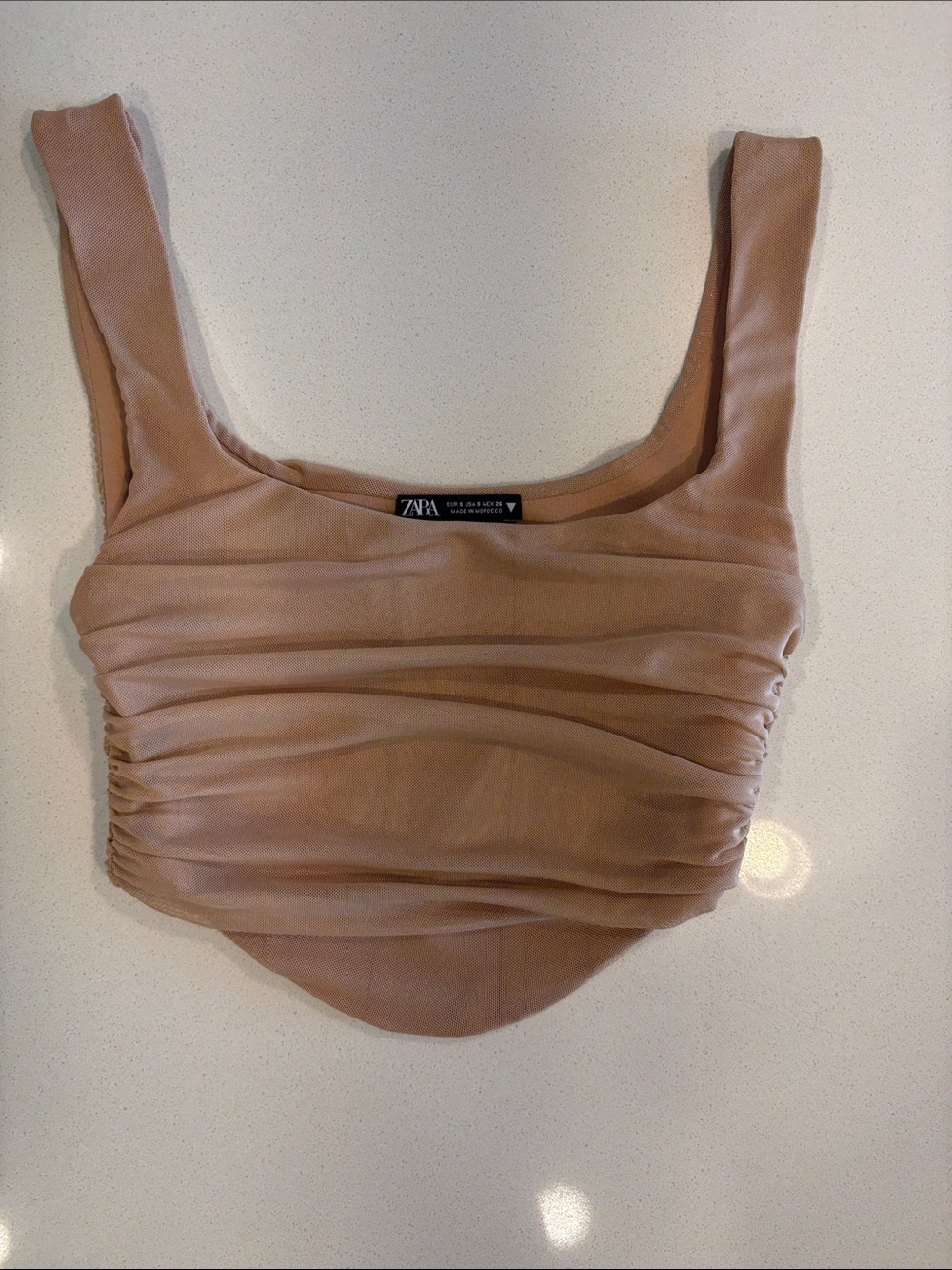 Zara Ruched Crop Top Bag Dark Peach